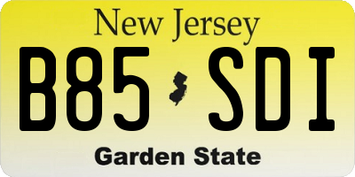 NJ license plate B85SDI