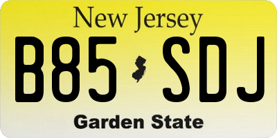 NJ license plate B85SDJ