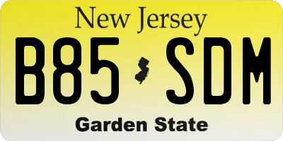 NJ license plate B85SDM