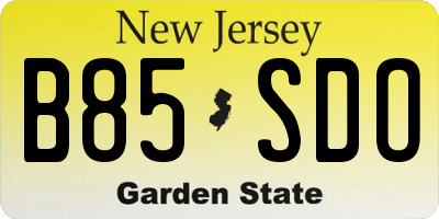 NJ license plate B85SDO