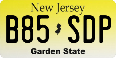 NJ license plate B85SDP