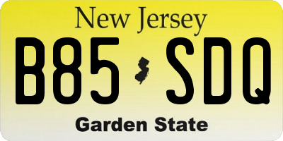 NJ license plate B85SDQ