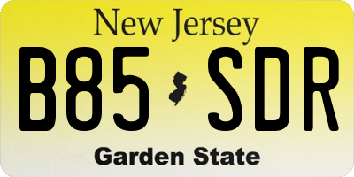 NJ license plate B85SDR