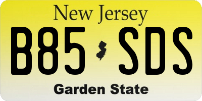 NJ license plate B85SDS