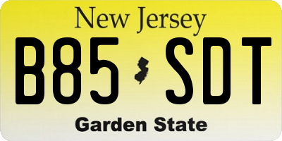 NJ license plate B85SDT
