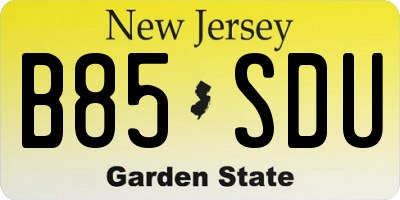 NJ license plate B85SDU