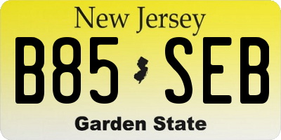 NJ license plate B85SEB