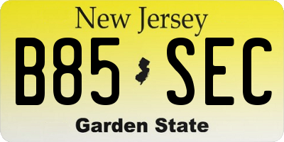 NJ license plate B85SEC
