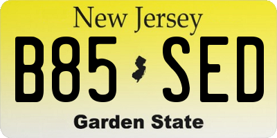 NJ license plate B85SED
