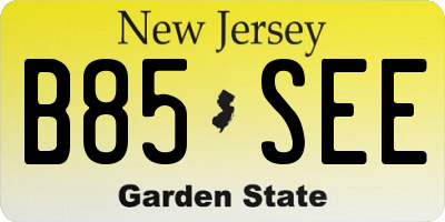 NJ license plate B85SEE