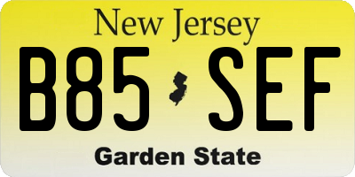 NJ license plate B85SEF
