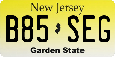 NJ license plate B85SEG