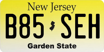 NJ license plate B85SEH