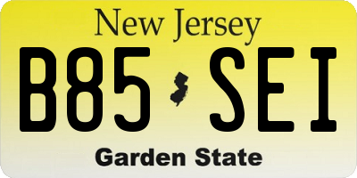 NJ license plate B85SEI