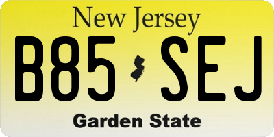 NJ license plate B85SEJ