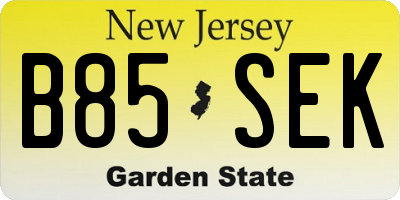 NJ license plate B85SEK