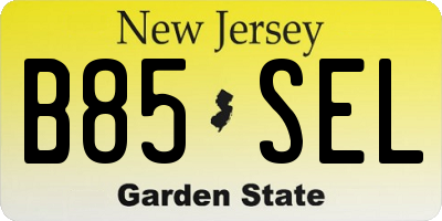 NJ license plate B85SEL
