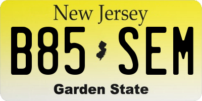 NJ license plate B85SEM
