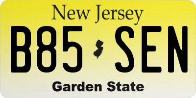 NJ license plate B85SEN