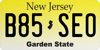 NJ license plate B85SEO