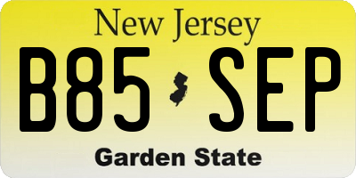 NJ license plate B85SEP