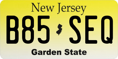NJ license plate B85SEQ