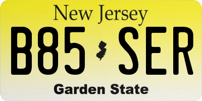 NJ license plate B85SER