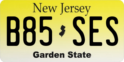 NJ license plate B85SES