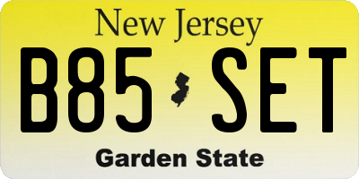NJ license plate B85SET