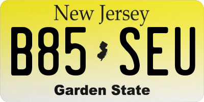 NJ license plate B85SEU