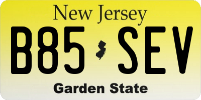 NJ license plate B85SEV
