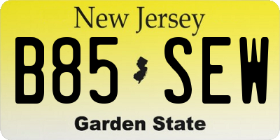 NJ license plate B85SEW