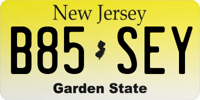 NJ license plate B85SEY