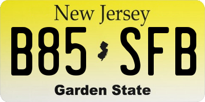 NJ license plate B85SFB