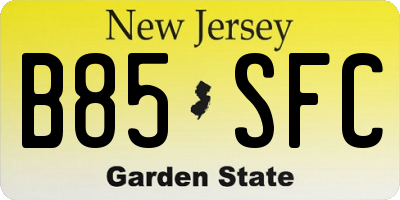 NJ license plate B85SFC