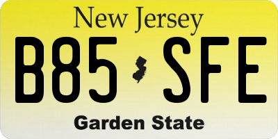 NJ license plate B85SFE