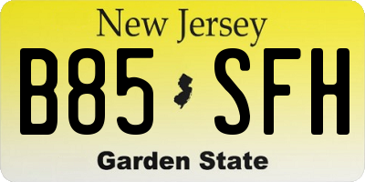 NJ license plate B85SFH
