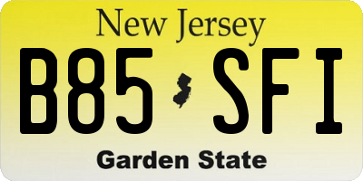 NJ license plate B85SFI