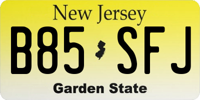NJ license plate B85SFJ