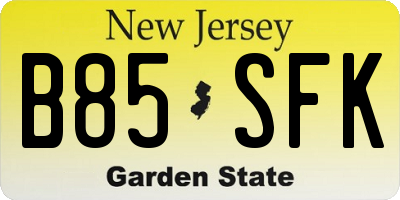 NJ license plate B85SFK