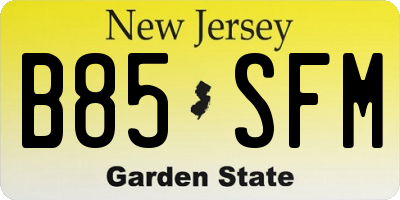 NJ license plate B85SFM
