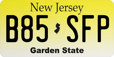 NJ license plate B85SFP