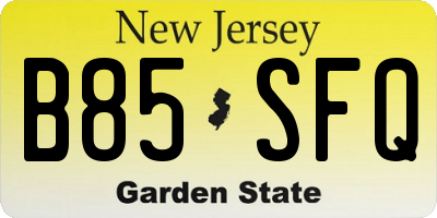 NJ license plate B85SFQ