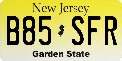 NJ license plate B85SFR