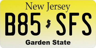 NJ license plate B85SFS