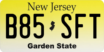 NJ license plate B85SFT