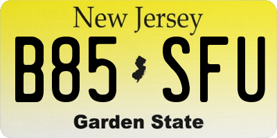 NJ license plate B85SFU