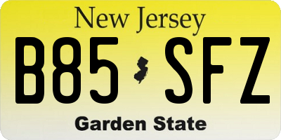 NJ license plate B85SFZ