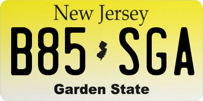 NJ license plate B85SGA