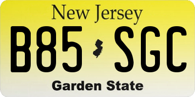 NJ license plate B85SGC